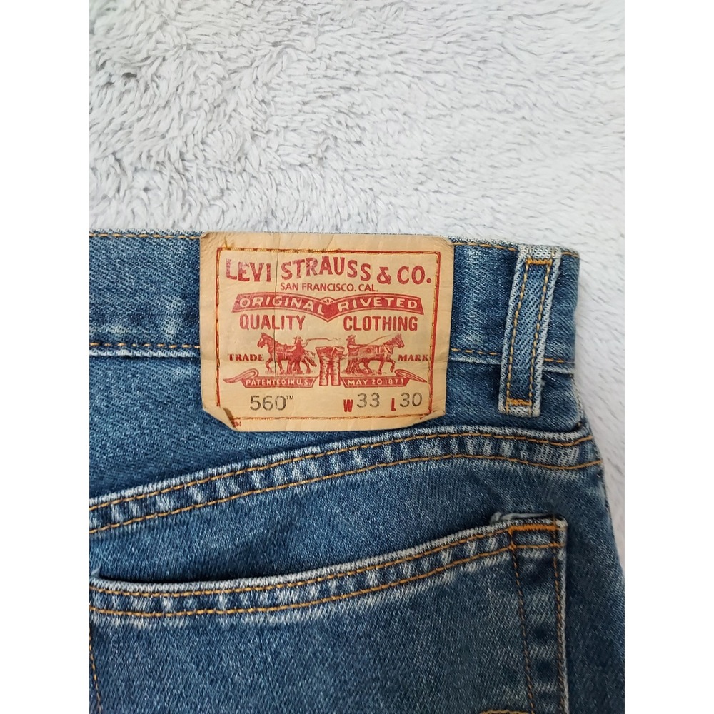 Vintage Levis 560 Jeans Mens 33x30 Y2K Comfort Fit Loose Baggy Denim Blue Skater - Picture 3 of 11